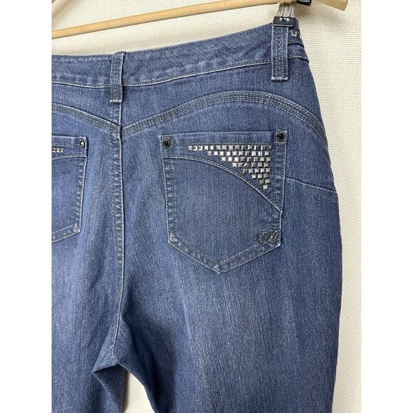 Code Bleu Jeans Womens Size 14 Inseam 30 Veronique Skinny Jeans Bling Preppy - Picture 15 of 16